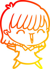 warm gradient line drawing cartoon woman