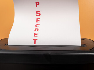 Paper and CD shredder. Stationery Document Shredder. Close-up.