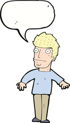 cartoon worried man with speech bubble