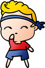 gradient cartoon of kawaii cute fitness boy