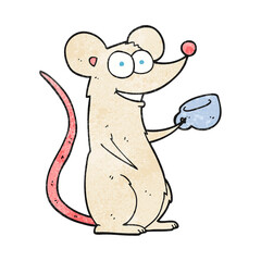 textured cartoon mouse with cup of tea
