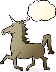 cartoon unicorn with thought bubble