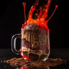 Chocolate Strawberry Brownie Cup - Generative Ai Illustration