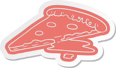cartoon sticker of a slice of pizza