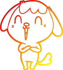 warm gradient line drawing cute cartoon dog