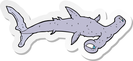 sticker of a cartoon hammerhead shark