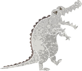 quirky retro illustration style cartoon crocodile