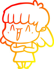 warm gradient line drawing cartoon woman