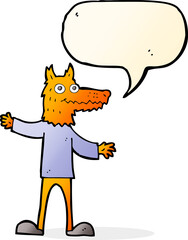 cartoon fox man with speech bubble
