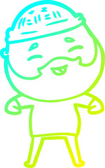 Fototapeta premium cold gradient line drawing cartoon happy bearded man