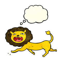 Obraz na płótnie Canvas cartoon lion with thought bubble