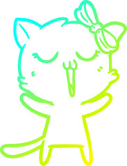 cold gradient line drawing cartoon cat