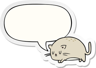 cute fat cartoon cat and speech bubble sticker