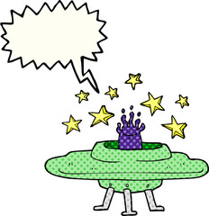 comic book speech bubble cartoon flying saucer