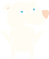 flat color style cartoon polar bear showing teeth