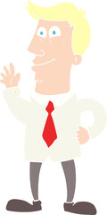 Fototapeta na wymiar flat color illustration of a cartoon waving man