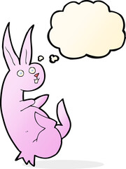 cue cartoon rabbit with thought bubble