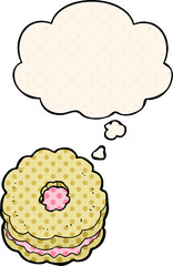 cartoon biscuit and thought bubble in comic book style