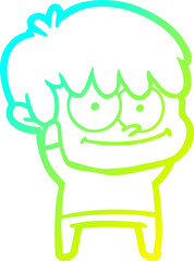cold gradient line drawing happy cartoon man