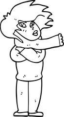 line drawing cartoon girl with scarf