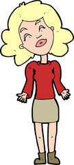cartoon woman shrugging shoulders