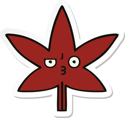sticker of a cute cartoon autumnal leaf