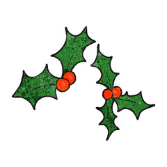 textured cartoon christmas holly