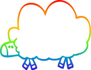rainbow gradient line drawing cartoon black sheep