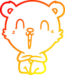 warm gradient line drawing happy cartoon polar bear