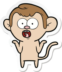 sticker of a cartoon shocked monkey