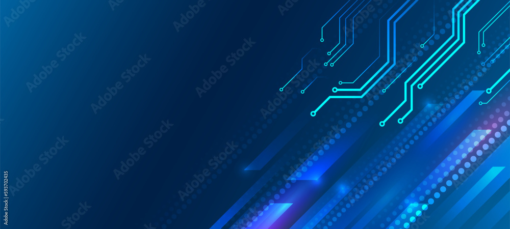 Leinwandbilder hi-tech digital technology concept. illustration of high computer technology on blue background. abs