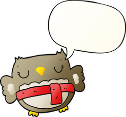 cartoon owl and speech bubble in smooth gradient style