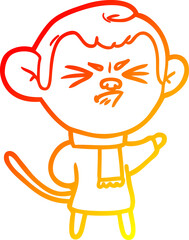 warm gradient line drawing cartoon annoyed monkey