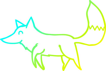 cold gradient line drawing cartoon wolf