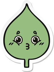 sticker of a cute cartoon expressional leaf
