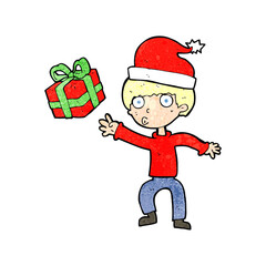 cartoon boy with present