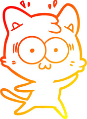 warm gradient line drawing cartoon surprised cat