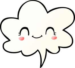 cute cartoon face and speech bubble in smooth gradient style