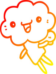 warm gradient line drawing cartoon cloud head creature