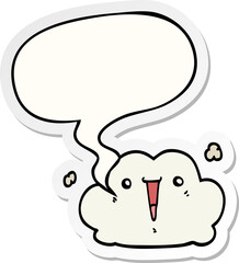 cute cartoon cloud and speech bubble sticker
