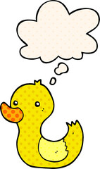 cartoon duck and thought bubble in comic book style