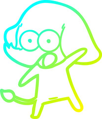 cold gradient line drawing cute cartoon elephant