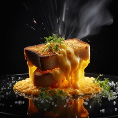 Macaroni Crusted Garlic Bread Grilled Cheese- Generative Ai Illustration