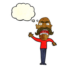 Obraz premium cartoon angry old man with thought bubble