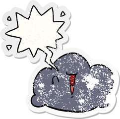 cartoon cloud and speech bubble distressed sticker