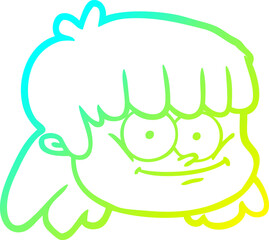 cold gradient line drawing cartoon female face