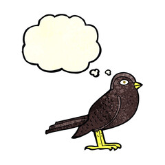 cartoon garden bird with thought bubble