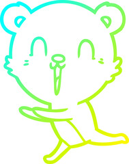 cold gradient line drawing happy cartoon bear
