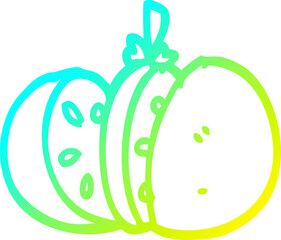 cold gradient line drawing cartoon sliced tomato