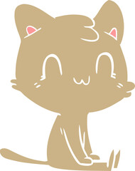 flat color style cartoon happy cat